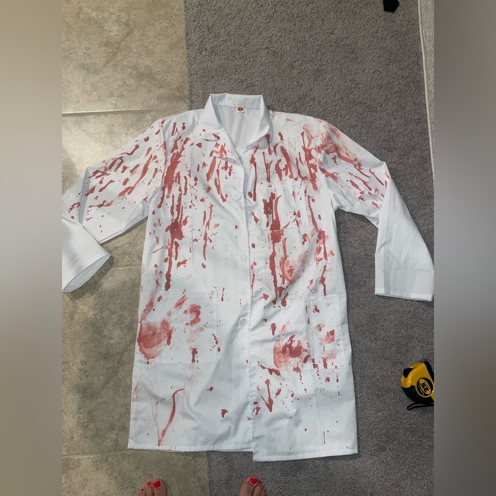 Halloween doctor zombie white lab coat long womens small